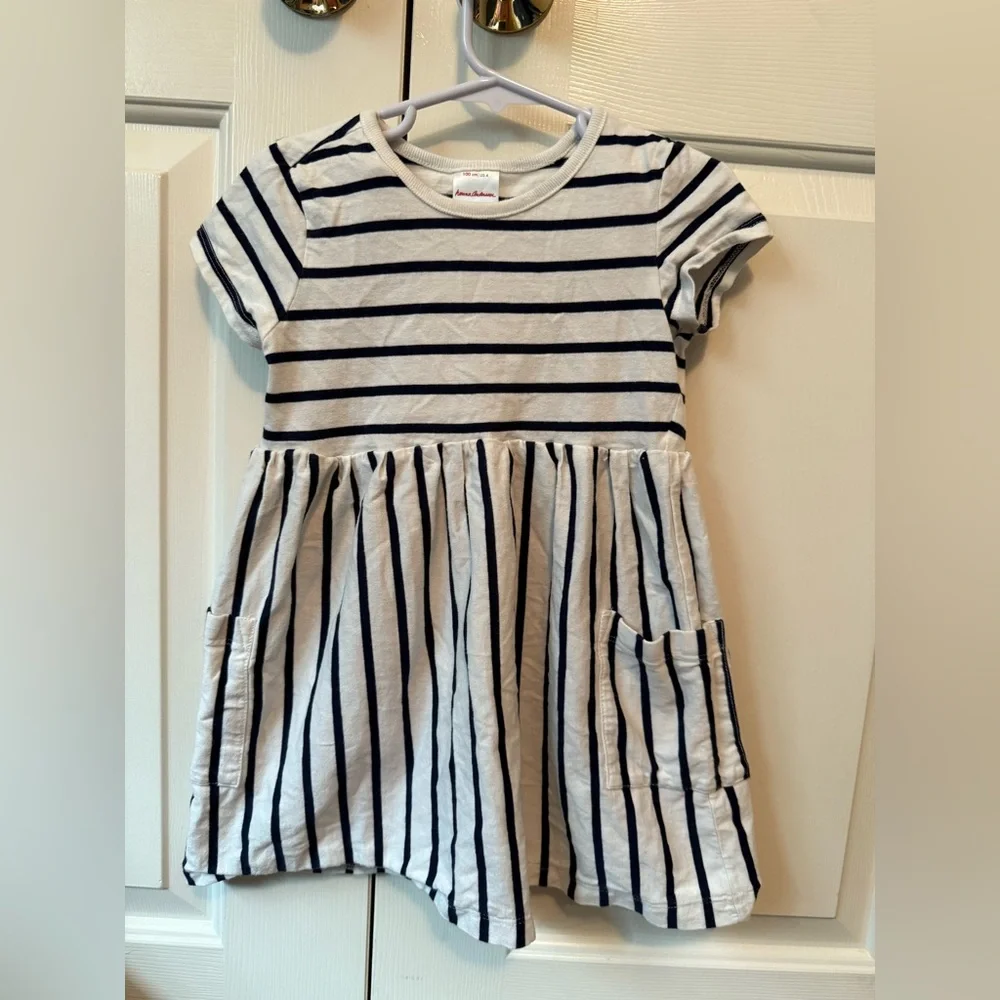 Hanna Andersson Striped Navy and White Kids Dress